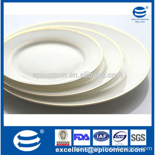 hotel, restaurant home round plate porcelain, ceramic dinnerware, China best home porcelain/good quality gold rim plate dishes